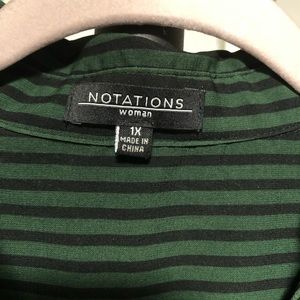 Notations Tops - Green + Black Button Down Top Notations Tops - Green + Black Button Down Top